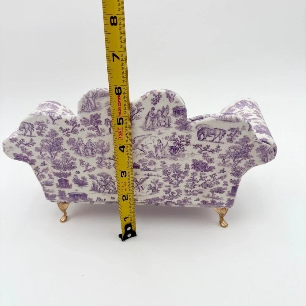 Heart Shaped Jewelry Box Storage Organizer Purple Toile Sofa Couch